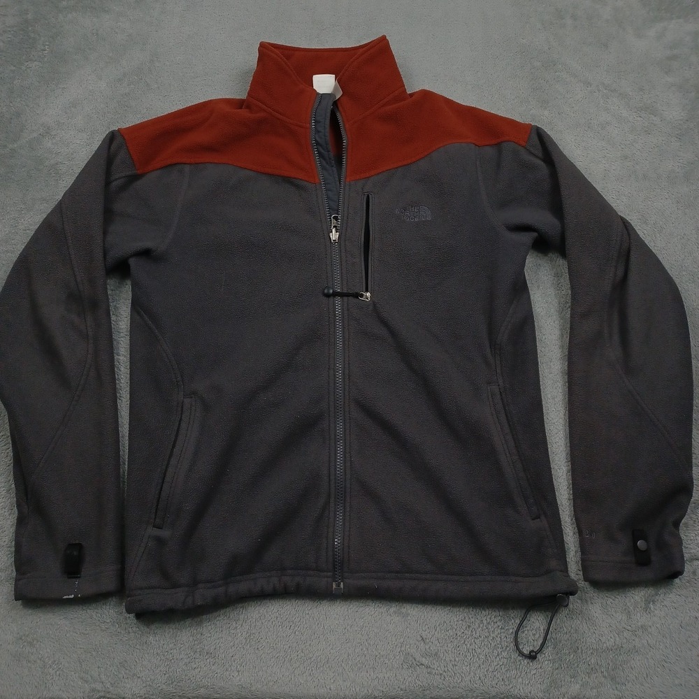 North Face Jacket Mens Small Gray Fleece Full Zip Pockets Outdoor Casual